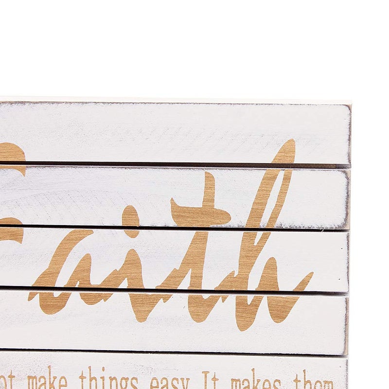 Attraction Design Wood Wall Plaque Faith Sign, Bible Verse Wall Art Hanging Decoration Christian Religious Home Decor Sign with Inspirational Quote, 9.75X9.75 inch - Image 3